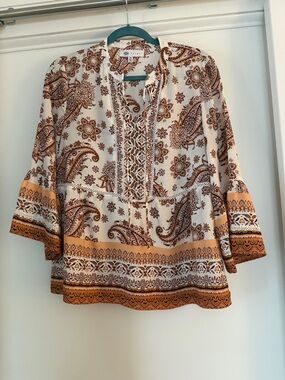 Fever Cream and Tan Paisley Border Tunic